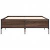 Brown Oak Effect Bed Frame 135 x 190 cm Wood Based Panel & Metal