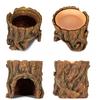 Reptile Cave Moisture Keeping Resin Reptile Hide Cave Garden Stump Decoration Help Shedding For Gecko Reptile