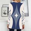 Women Plus Size Round Neck Long Sleeve Geometric Printed Loose Longline T Shirt With Pockets
