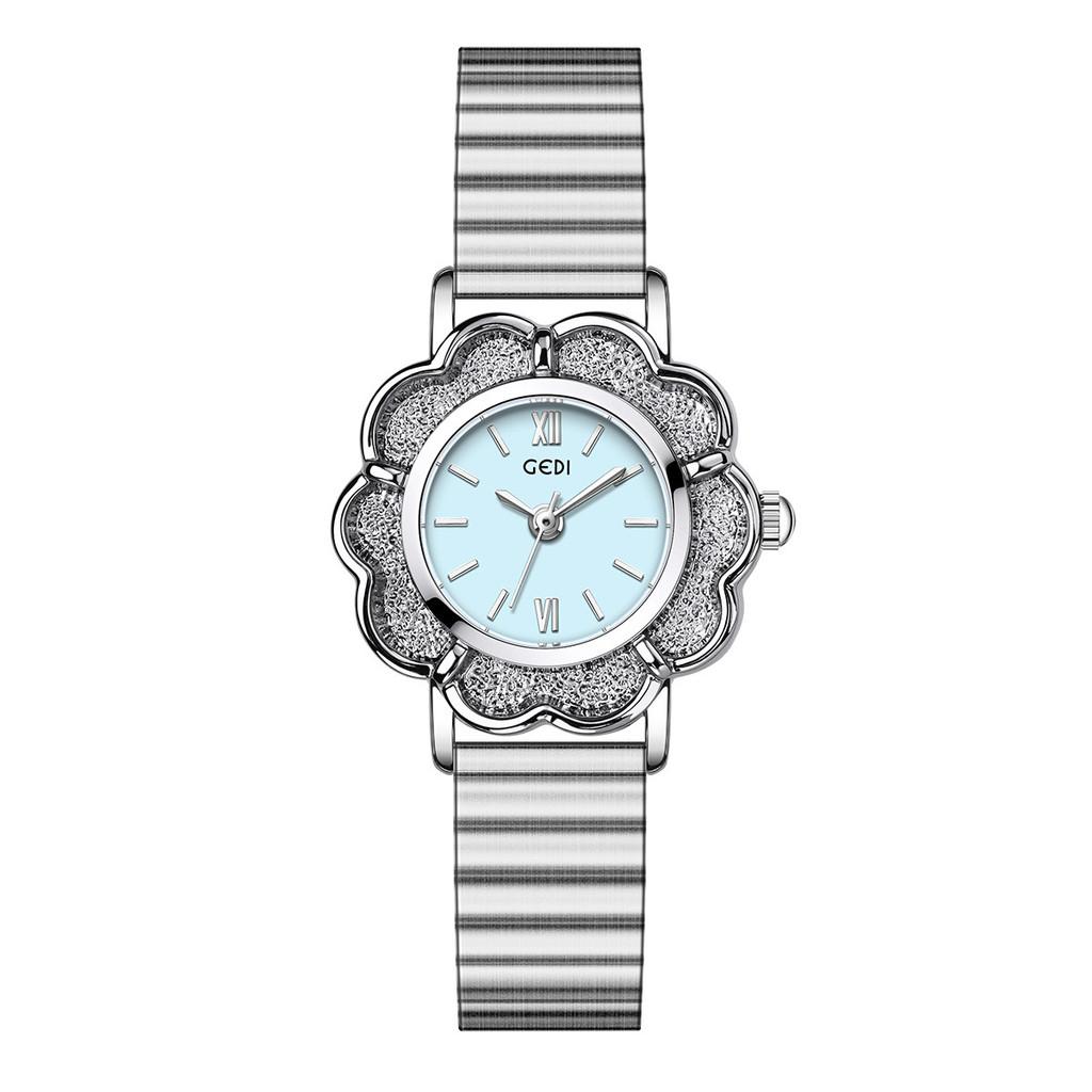 Gedi Girls Vintage Floral Quartz Watch With Waterproof Steel Band For Fashion Accessories синий