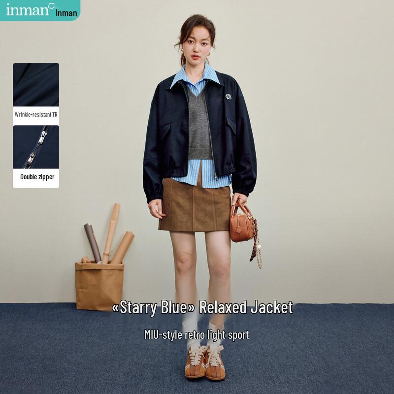 INMAN Women s Casual Lapel Zip-Up Jacket