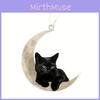 Adorable Acrylic Moon Black Cat Car Pendant Playful Keychain Accessory For Interior Decor