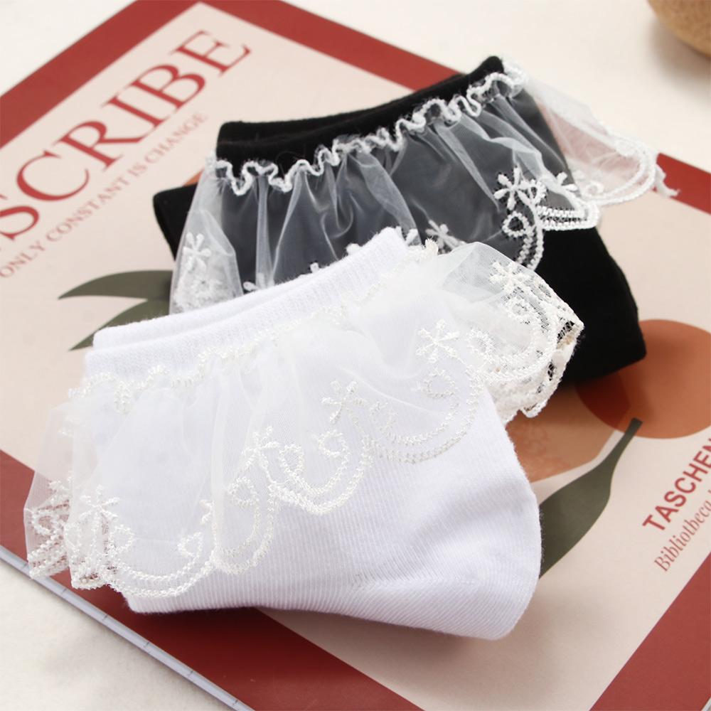 

Comfortable Retro Cotton Women Lace Girls Short Socks Princess Socks Ankle Socks Frilly чорний