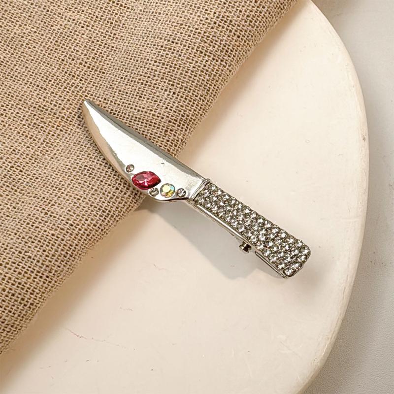 

1/2Pcs Metal Silver Knife Fork Designs Hair Clip Color Rhinestones Hairpin Y2K Sweet Cool Girl Personality Hair Accessories A1