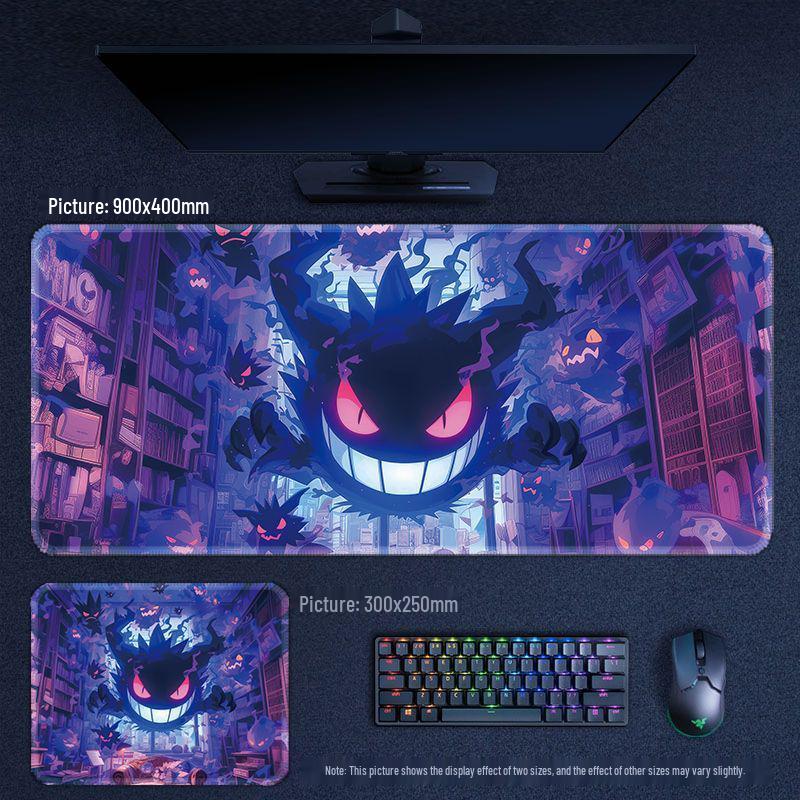 

Большой Нескользящий Коврик для Мыши Pokémon Gengar - Аниме Мультяшный Настольный Коврик для Компьютеров и Ноутбуков 210x260x2mm