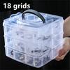 1/2PCS 18 Grid Transparent Large-capacity Necklace Ring Stud Earrings Storage Box Jewelry Box Ornament Box Jewelry Storage Box