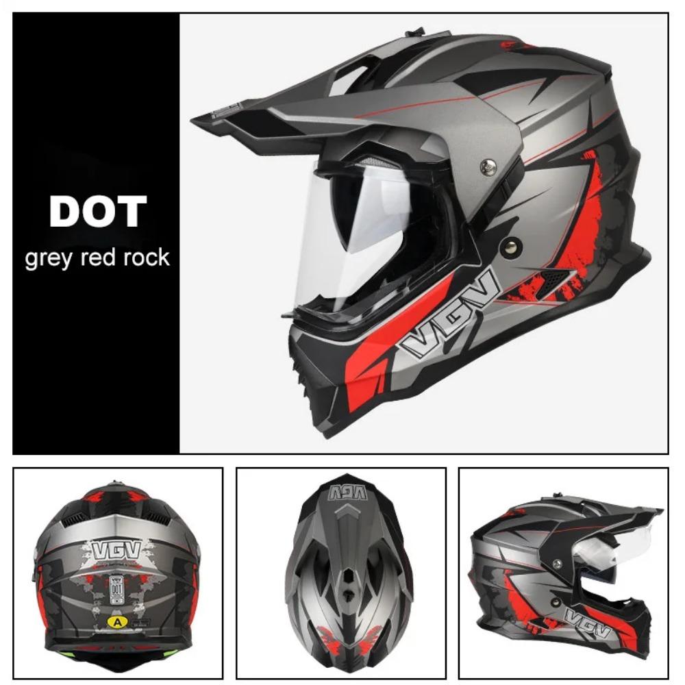 Full Face Off-Road Motorcycle Helmet with Windproof Face Shield and Integrated Sun Visor, DOT & ECE Certified, Lightweight ABS C