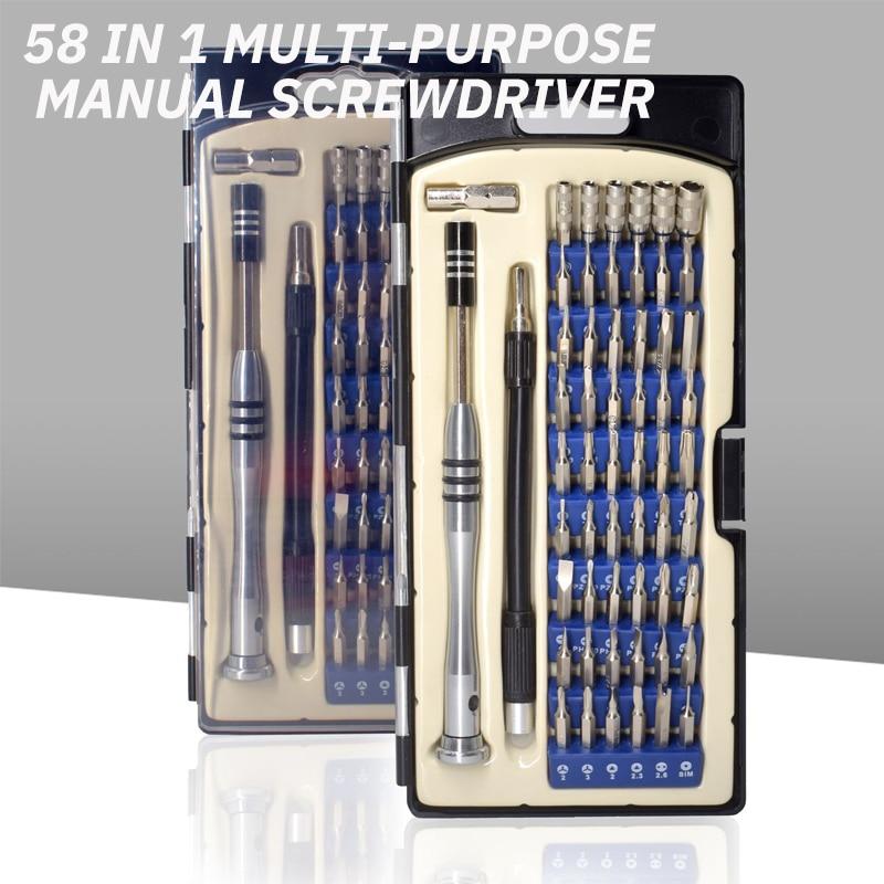 1 Kombinasjons Skrutrekkersett 58 i 1 Flerbruks Manuelt Krom Vanadium Stål Mobiltelefon Datamaskin Hjem Fjerneverktøy Skrutrekker