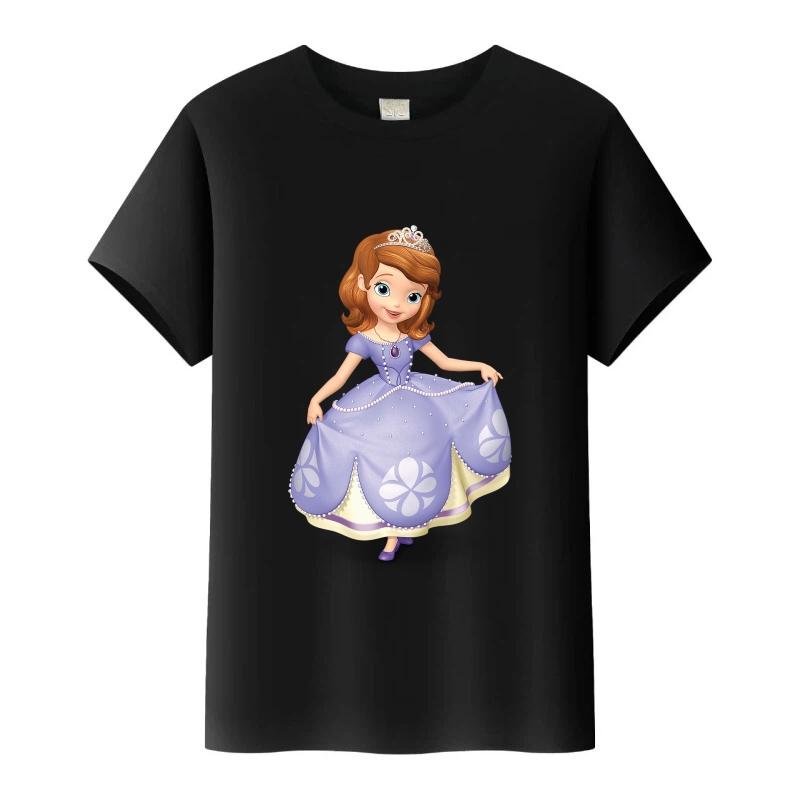 Disney Sofia První Princezna Kreslená Trička Dívčí Kulatý Výstřih Top Tričko Y2k Volné Halenky Harajuku Tričko Letní Oblečení Dárek