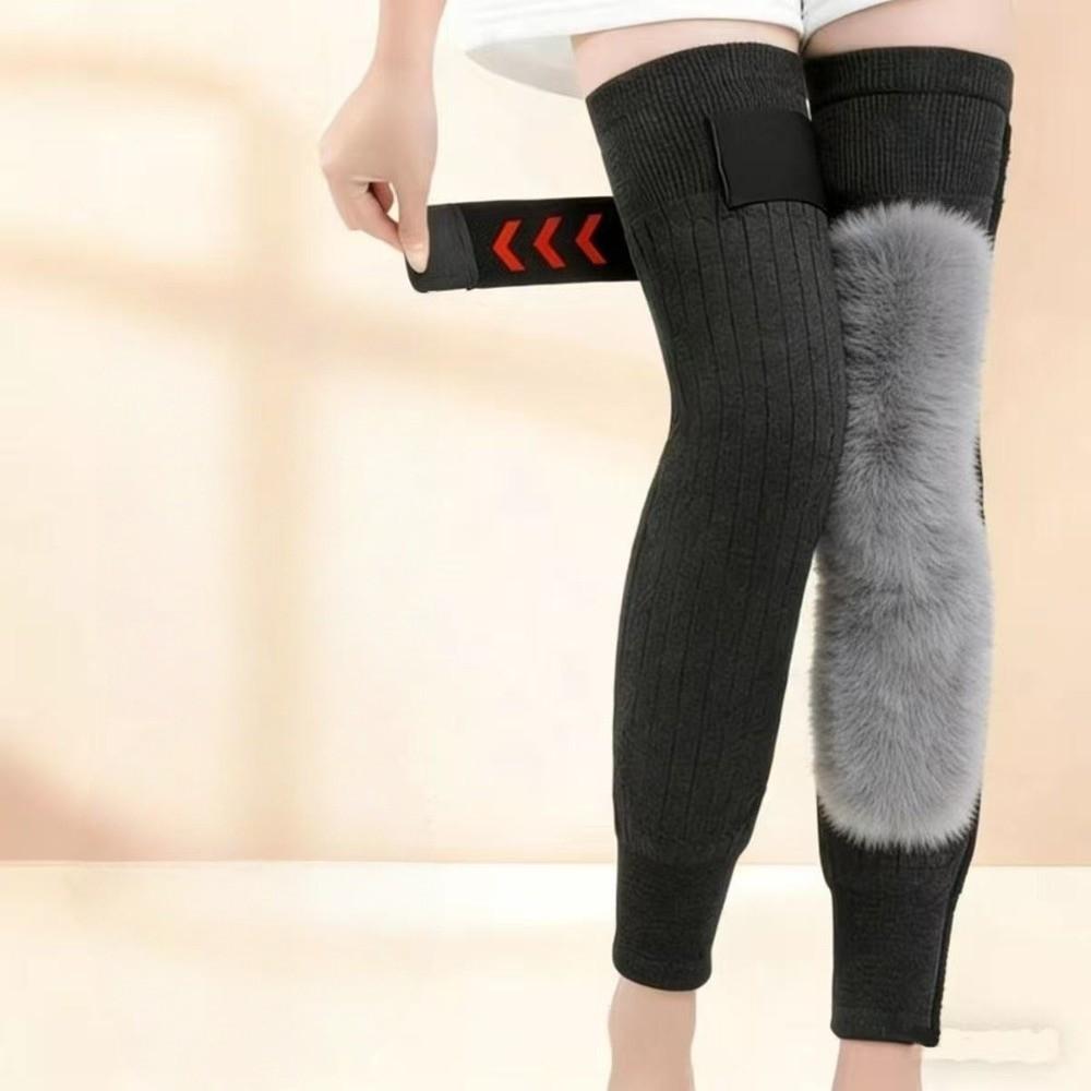 Elastische Warme Kniebandagen mit Riemen Kältefeste Thermische Beinwärmer Sport Zubehör