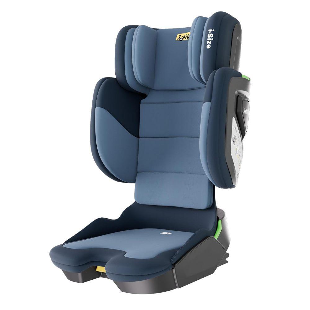 Jovikids Faltbar Kindersitz mit ISOFIX, i-Size R129 Kinderautositze ca. 3-12 Jahre (100-150cm), Kindersitzerhöhung mit Rückenlehne, Geeignet für Reise Blue + Fabric + Polypropylene + Stainless Steel