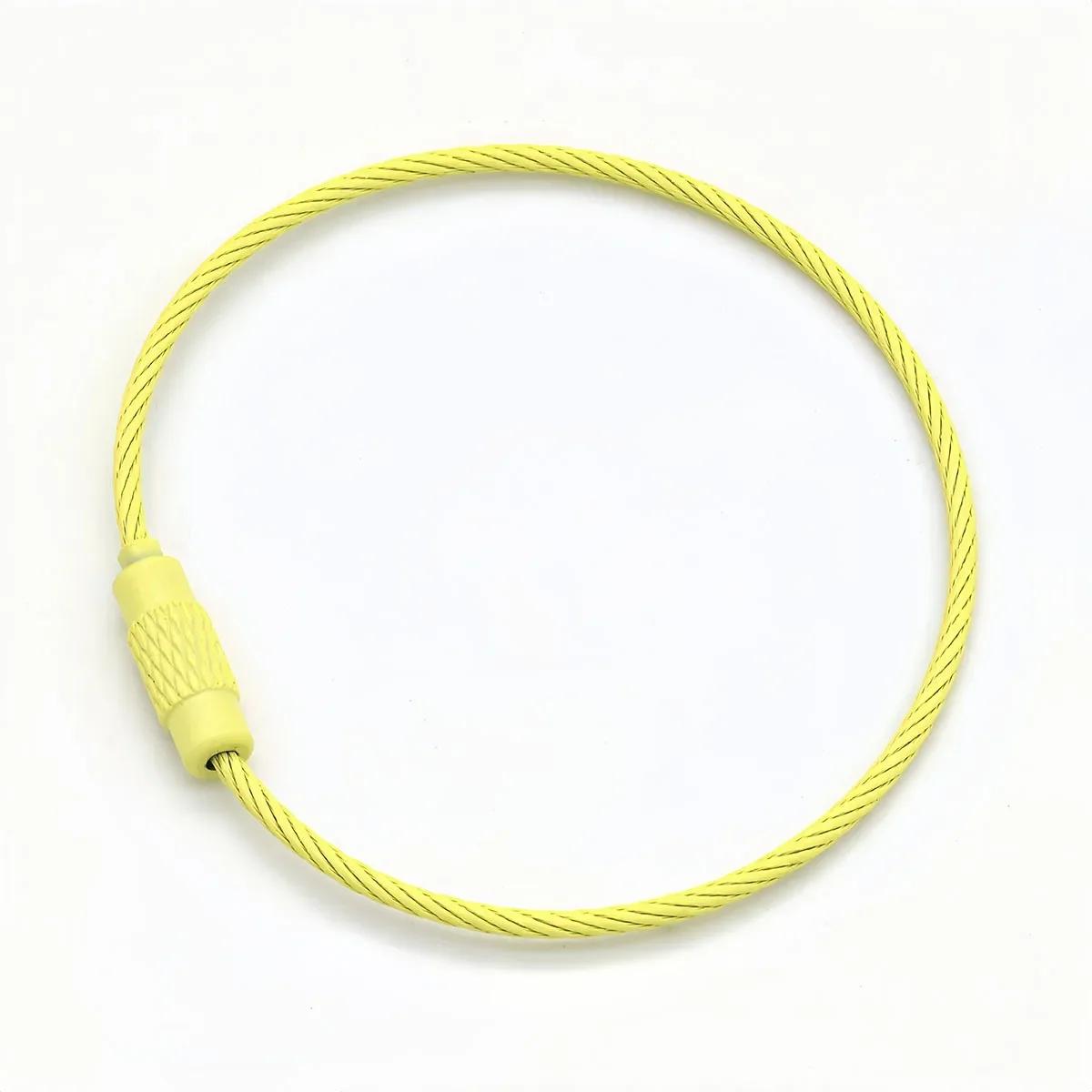 

10-100pcs Colorful Metals Steel Wire Keychain Loop Solid Color Loop Holder Key Chains Diy Key Chain Cell Phone Chain Accessories 15cmX1.5mm&10pcs світло-жовтого кольору