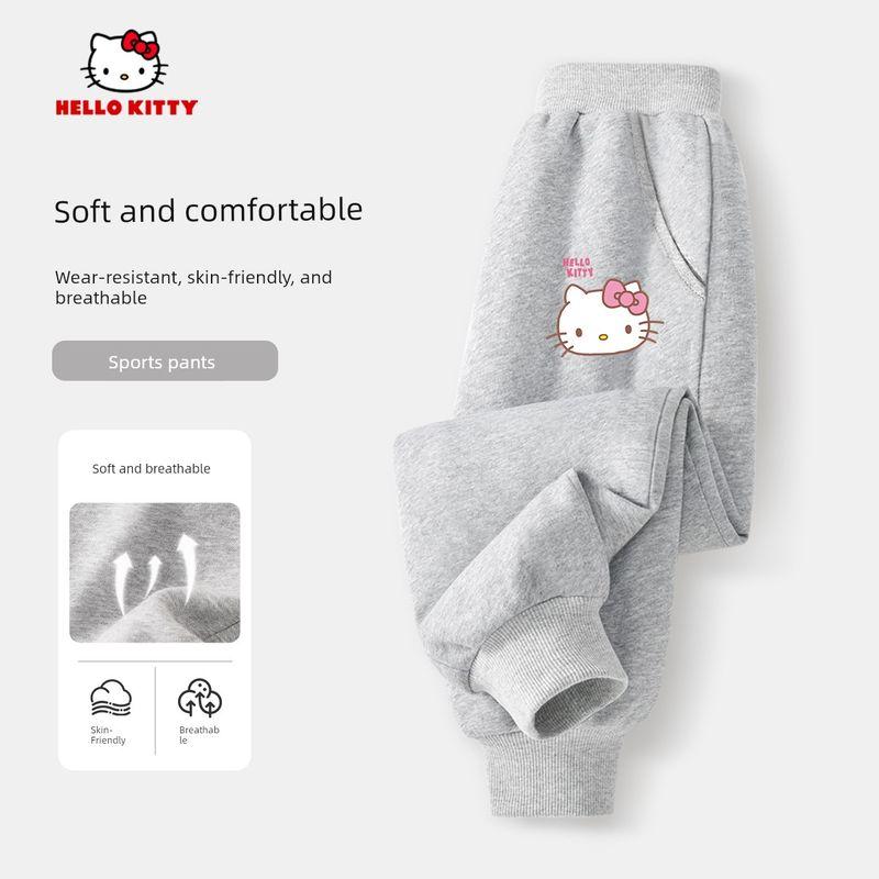 Hello Kitty Girls' Pants Spring and Autumn Thin Purple Stylish Casual Pants Children's Spring Sports Sweatpants Trendy