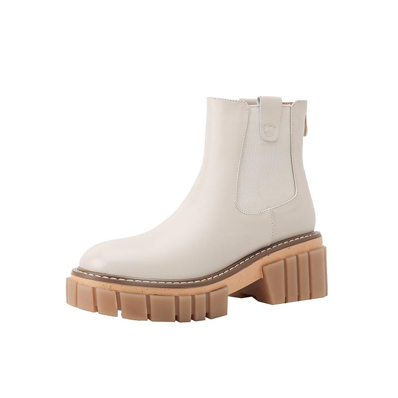 2024 Zimní Teplé Dámské Kotníkové Boty Stručné Pravá Kůže Vlna Silné Podpatky Zadní Zip Boty Žena Pracovní Ležérní Sněhule