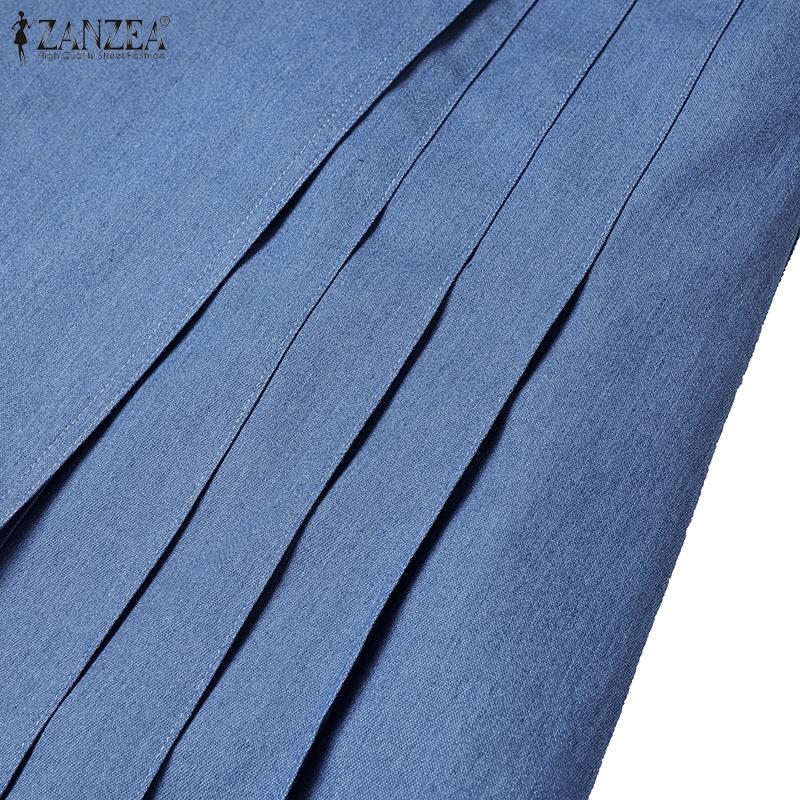 ZANZEA Women Elastic Waist Wrap Ruffled Casual Long Skirts