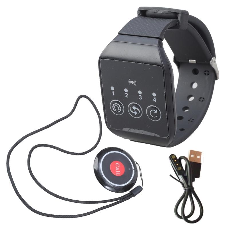 

Wireless Call Button Elderly Alert Watch Receiver Waterproof Caregiver Pager Portable Nurse Call Button Plastic Texture 1