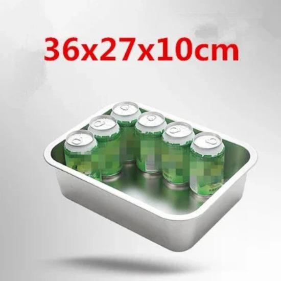 304 Stainless Steel Flat Bottom Rectangle Square Basin with Covered Dish Buffet Plate Food Basin Grilled Plate Bbq Storage Tray