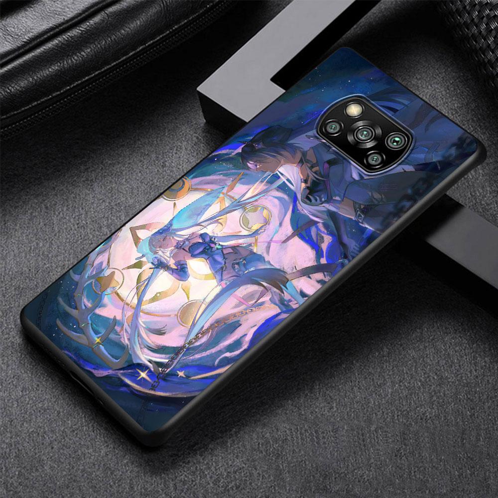 Black Swan Star Rail Sparkle Case for Xiaomi Poco M5s X3 NFC X5 F3 M4 M3 Pro Black Silicone Soft Phone Cover Coque