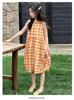 Girls' Summer Plaid Sleeveless Dress: Korean Style Loose Princess Dress for Middle and Older Children