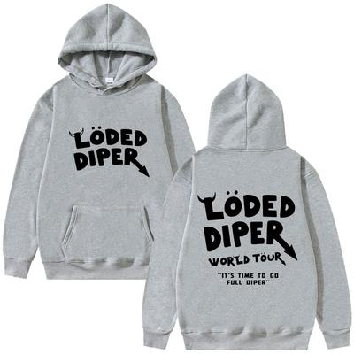 Loded Diper World Tour Bluza z kapturem Męska Damska Odzież Vintage Rock Oversize Streetwear Męskie Codzienne Polarowe Bluzy z Kapturem