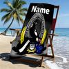 Personalisierbares Strandtuch mit individuellem Namen und Collingwood Magpies Print, für Reise, Camping, Strandparty, Heimdekoration, Geburtstagsgeschenk für Familie & Freunde