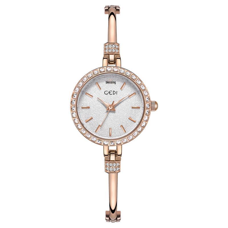Gedi Ladies' Luxury Diamond-Set Bangle Wristwatch - Exquisite, Small, Waterproof Quartz Design