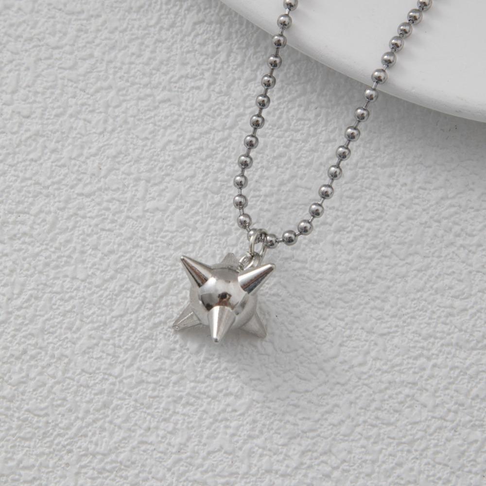 

Punk Personality Stainless Steel Nail Ball Pendant Bead Chain Necklace for Woman Hip-hop Rock Music Festival Jewelry Accessories