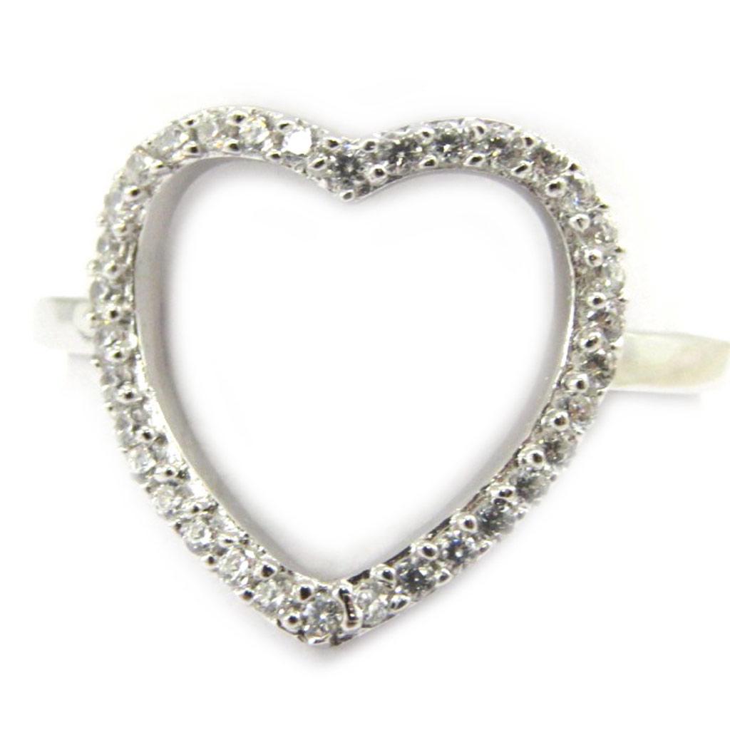 Silver Ring 'Love' Silvery White (rhodium) - 13x12 Mm