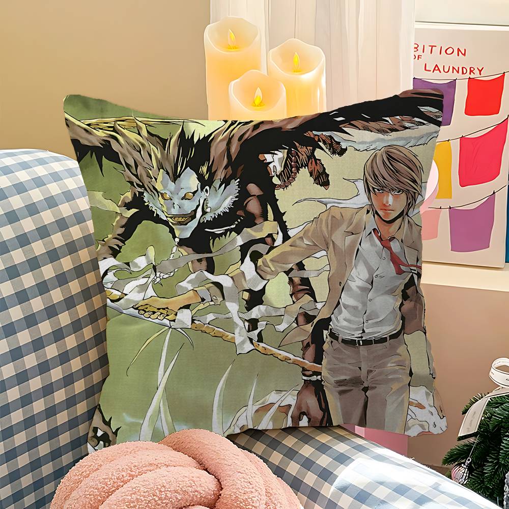 Anime-Kissen mit Todesbotschaft – Geschenkidee für Zuhause, Büro oder Schlafzimmer – Sofakissen, Autokissenbezug
