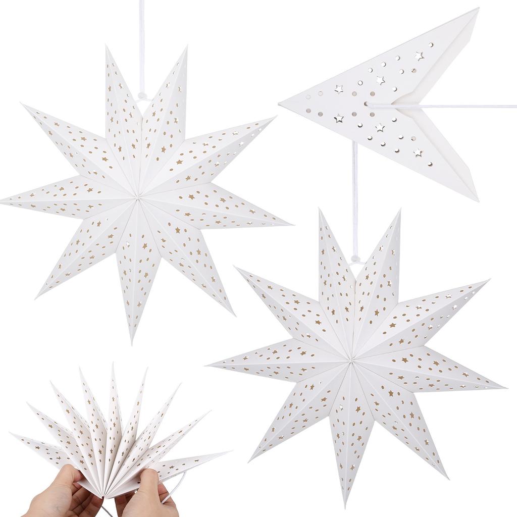 3pcs 35CM Paper Star Hanging Lampshades Christmas Party Decoration Lantern Star Lamp Shades Halloween 2026 Christmas Ornament