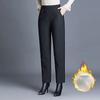 Pantalones pitillo a cuadros informales de lana para mujer, ropa de calle de moda coreana, pantalones rectos cálidos de cintura alta, otoño e invierno