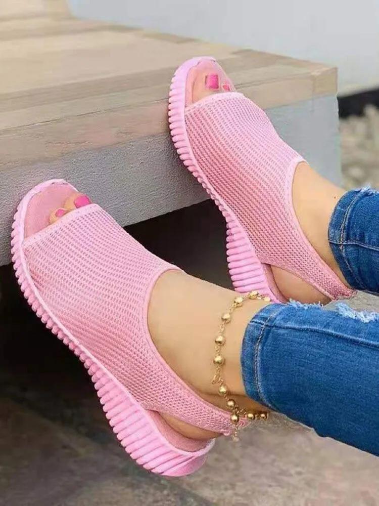 

Women Shoes Mesh Fish Platform Shoes Women s Closed Toe Wedge Sandals Ladies Light Casual Sandals Zapatillas Muje 2024 36 чёрный