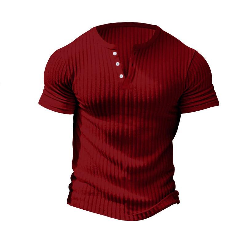 Color Men's New Summer Short Sleeve Shirt Casual Knit T-shirt