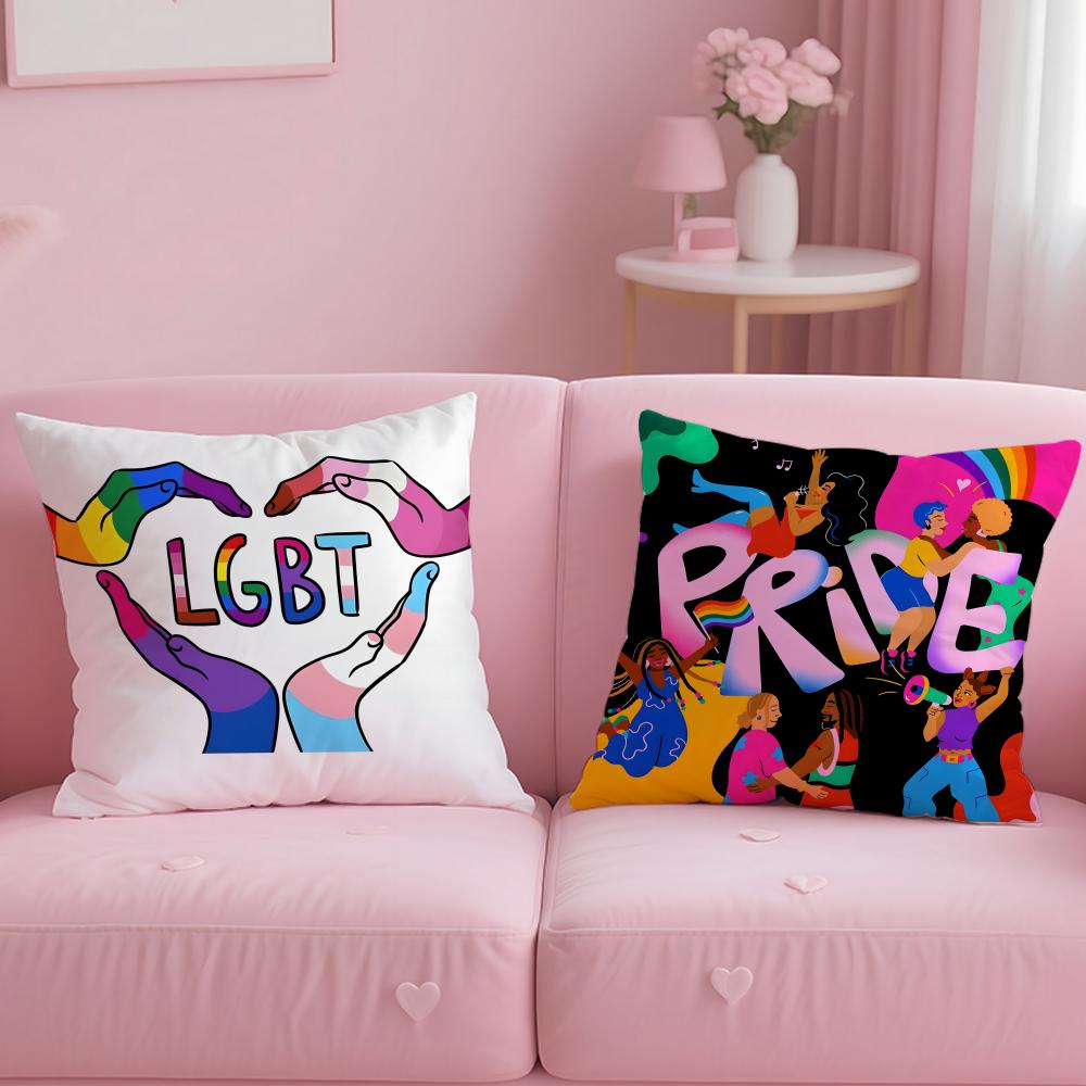 Fashin Pride Month Pillow Case Soft Plush Fabric Double-Sided Printed Cushion Cover Warm Winter Sofa Pillow Case