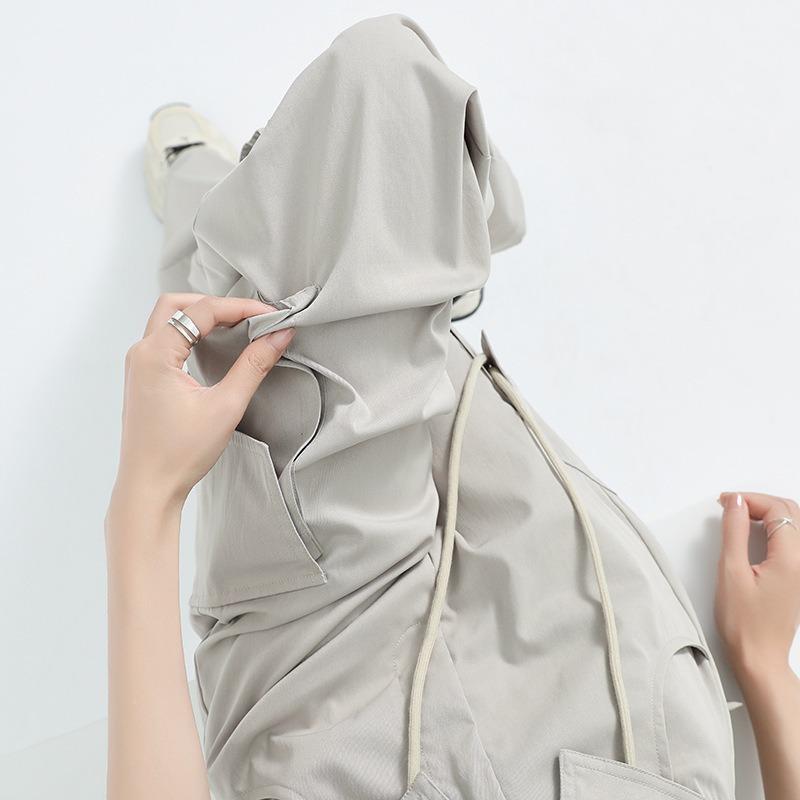 Khaki Quick-drying Overalls Women's Autumn Thin New High-waisted Loose Straight Casual Parachute Mountaineering Wide Legs