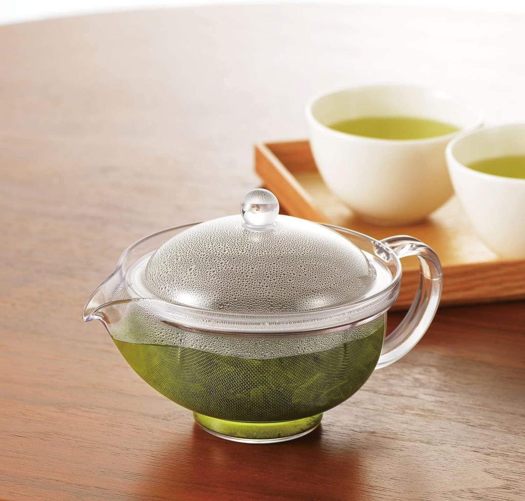 Akebono Sangyo Clear Teapot, Stainless Steel Mesh, 280ml, with Tea Measuring Set and Tritan Resin, Made in Japan, TW-3721