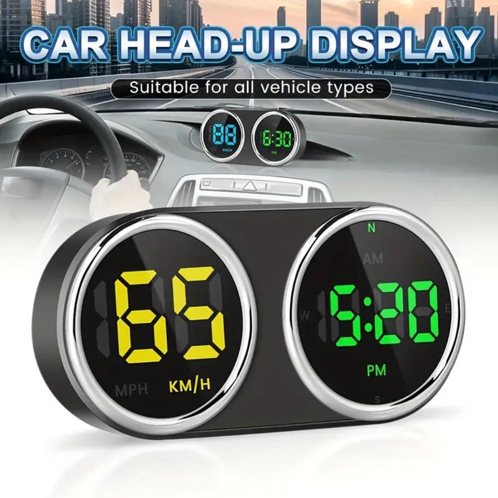 Digital Clock HUD GPS Speedometer Over-speed Alarm Fatigue Reminder