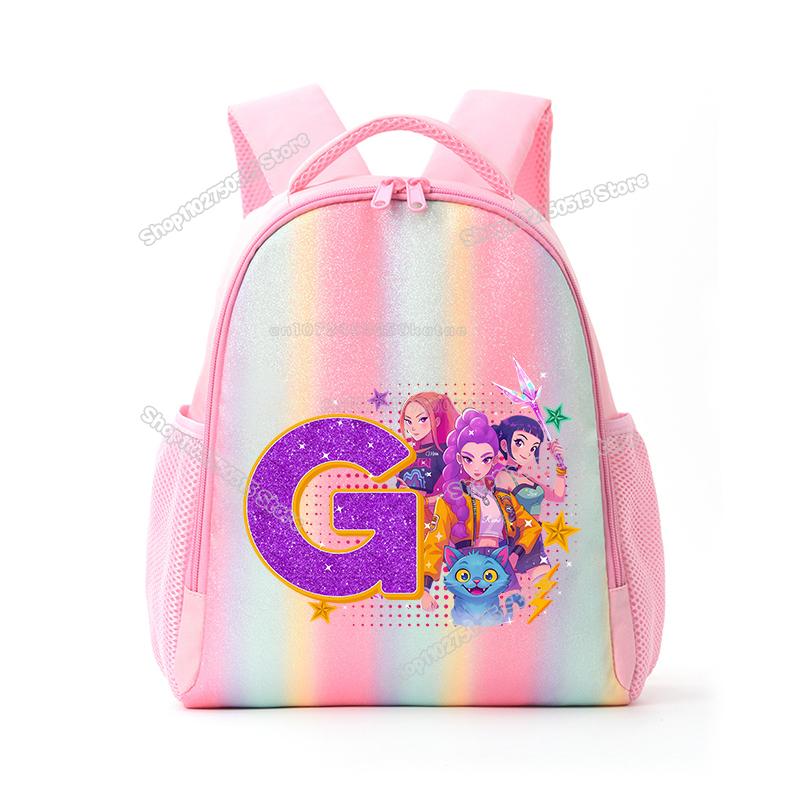 Perfect KPop Demon Hunters Letter A-Z Rainbow Backpack Rumi Mira Zoey Student School Backpack Anime Movie Women Girl Travel Rucksack