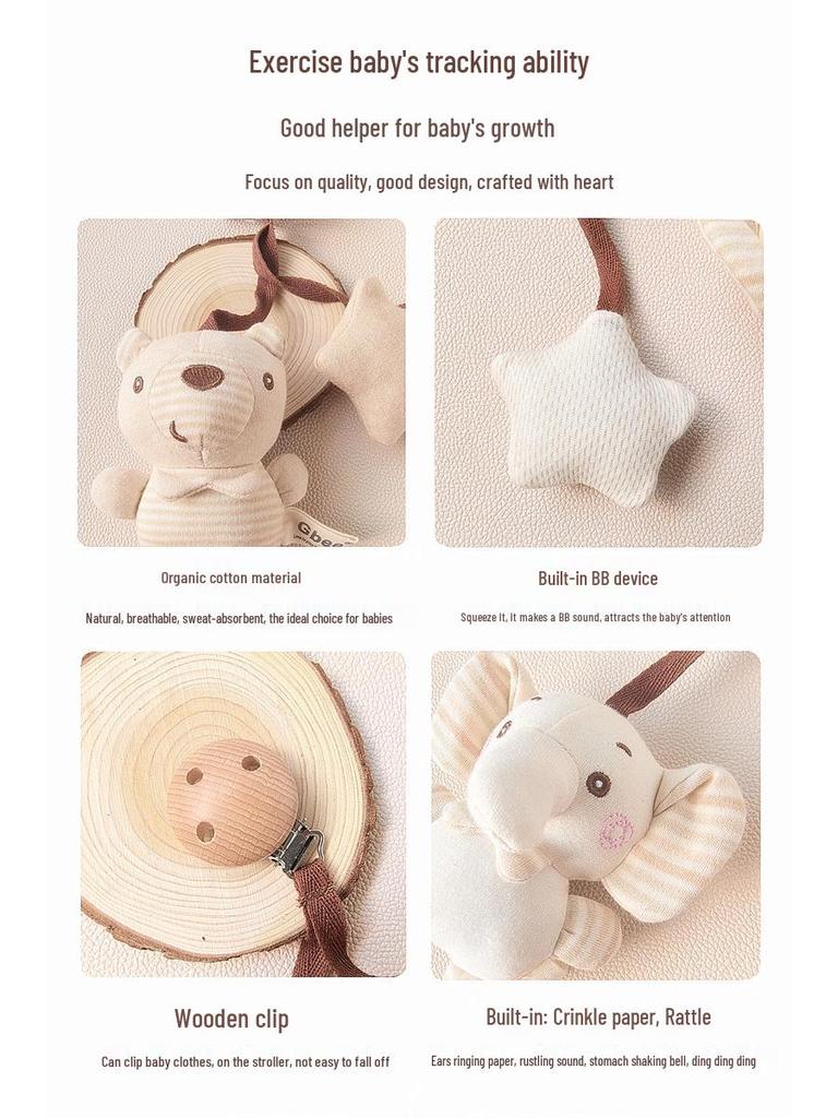 Gbee Organic Cotton Wooden Baby Rattle: Newborn Soothing Crib Toy for Early Education