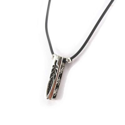 [J6104] - Ethnische Halskette 'Peaceful' schwarz silberfarben
