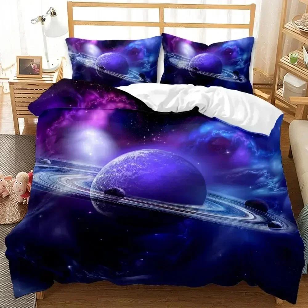 Galaxy Universe Outer Space Bedding Set Duvet Cover Sheet Printed Bed Set Pillowcase Bed Full Queen King Size Comforter Bedroom