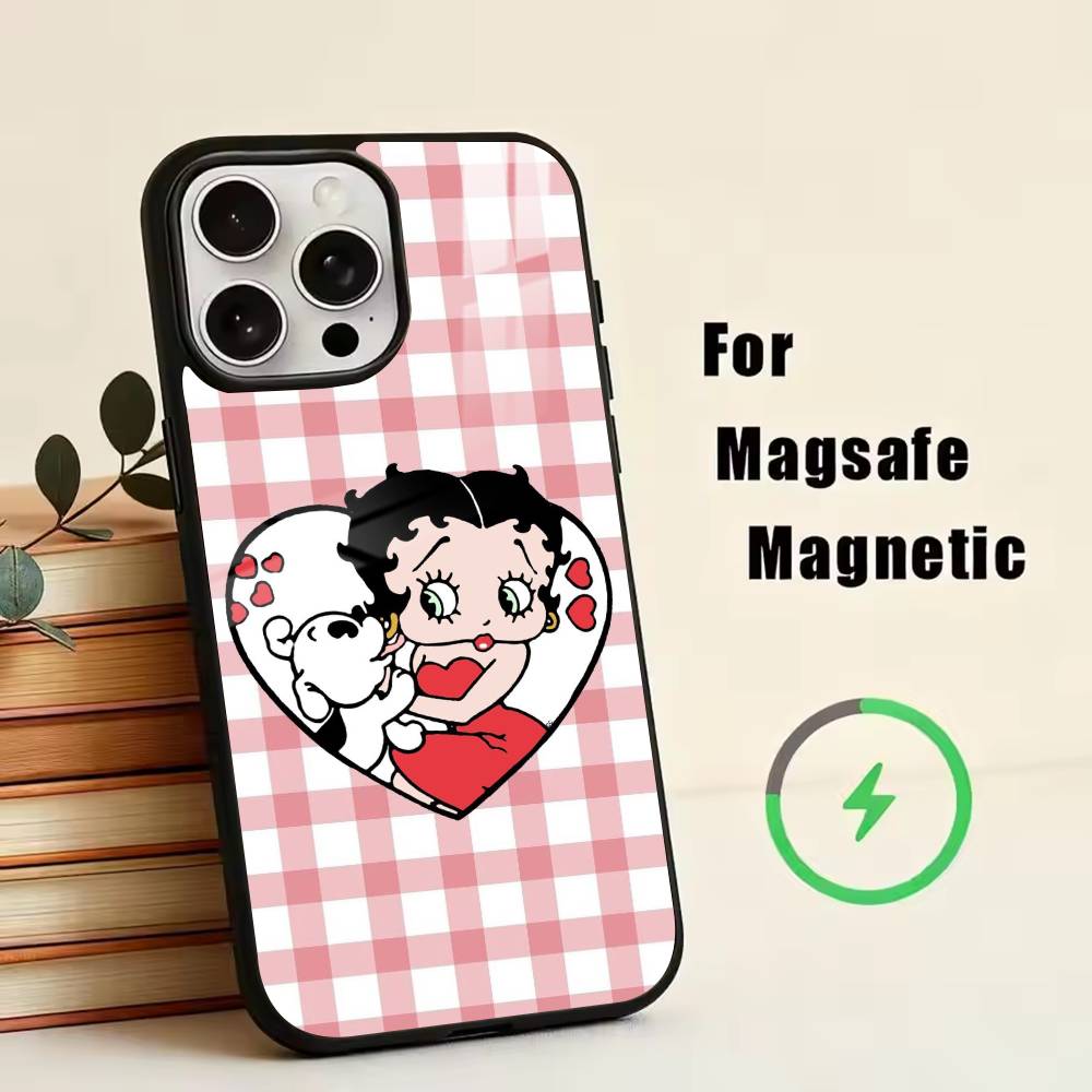 

C-Cute-Betty Boop-P Phone Case For iPhone17,16,15,14,13,12,11 Plus,Pro Magnetic For Magsafe Wireless Charging iPhone12PRO