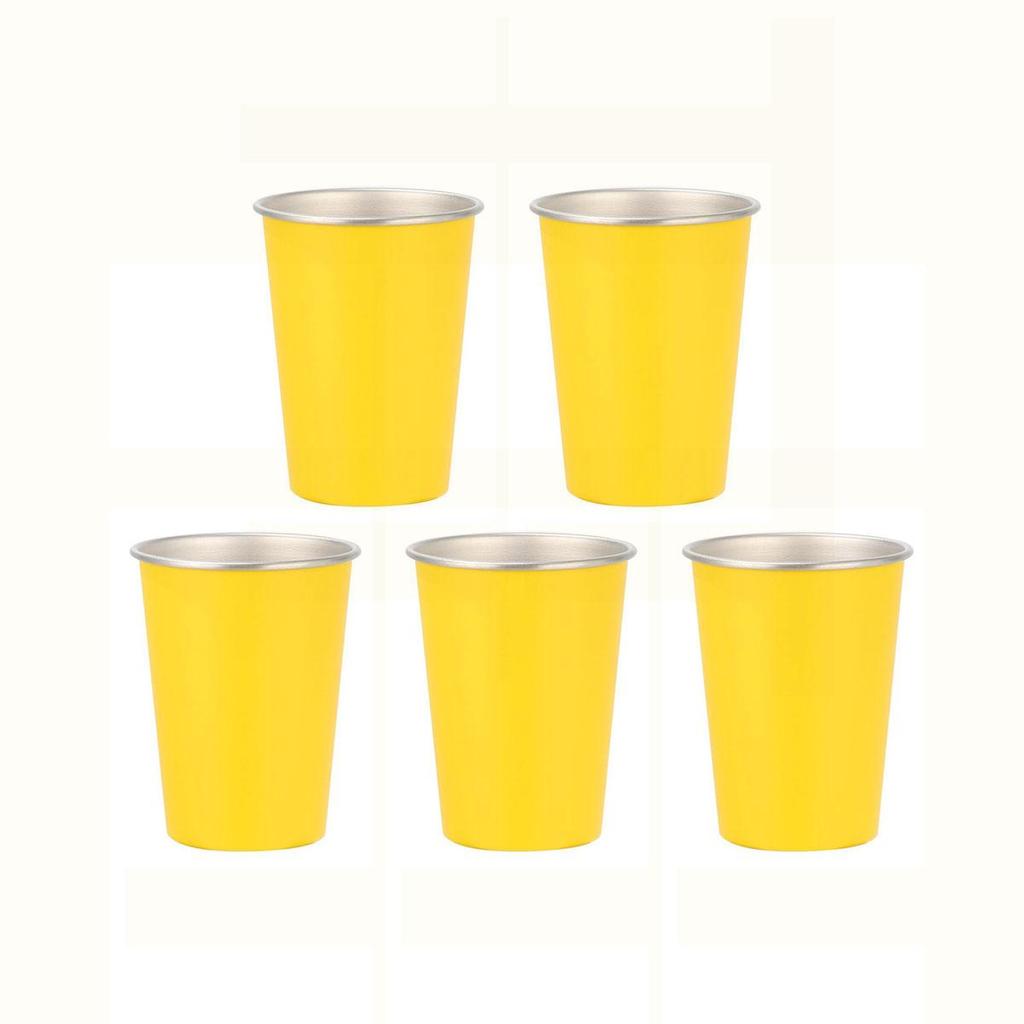Stainless Steel Cups 350ml (5 Pack) Children Adult Stainless Steel Coffee Cups Stackable Durable Metal Drinking Glasses for Home Party Camping Outdoor