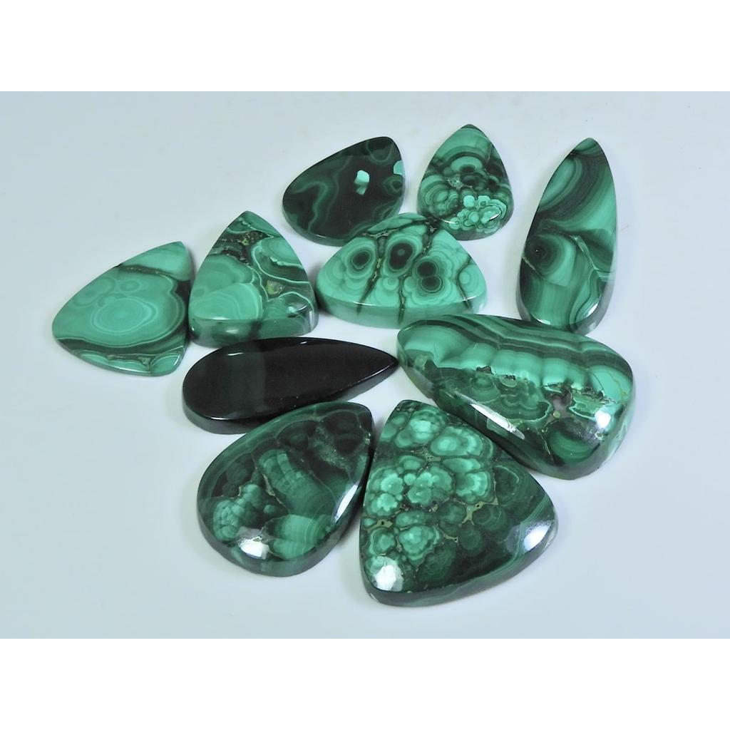 252Cts. Natural Green Malachite Ring Size Fancy Cabochon Gemstone 10Pcs Lot C-256