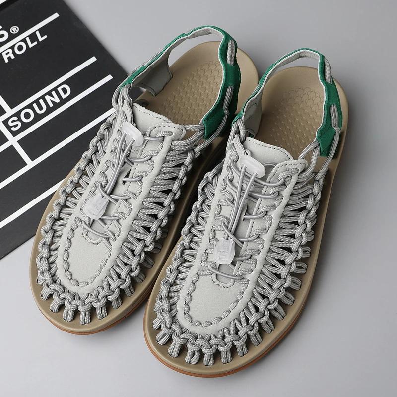 Fashion Summer Soft Soled Comfortable Sandals Men Quality Weaving Design Beach Breathable Casual Flats Sandals Trends Outdoor Sandals