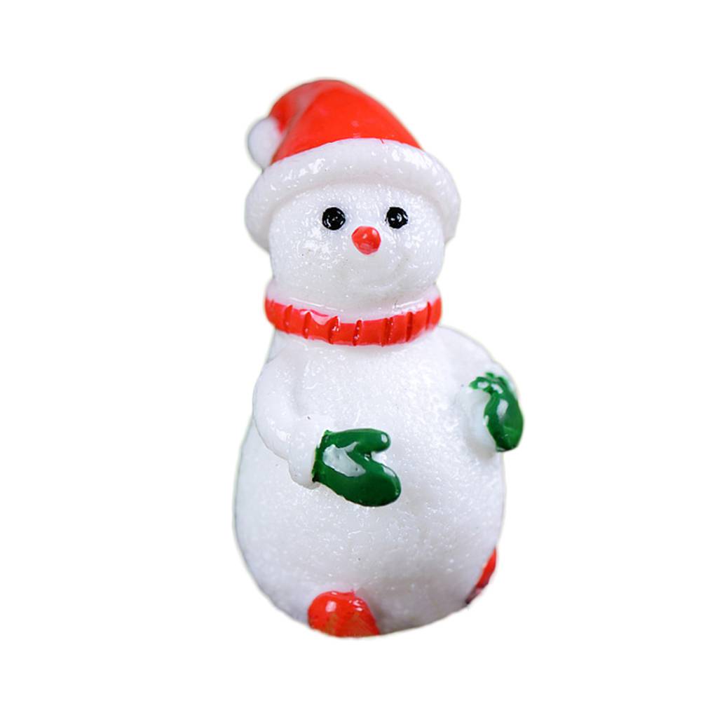 4PCS Micro Landscape White Snowman Resin Christmas Crafts Decoration Small Miniature Ornaments