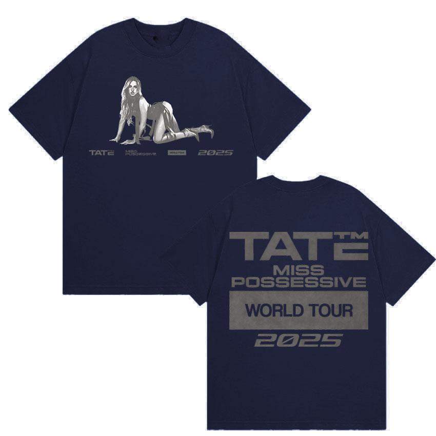 90s Vintage Tate McRae Miss Possessive Tour 2025 New T Shirts Men Women's Hip Hop Fashion Cotton Short Sleeve T-shirt Streetwear