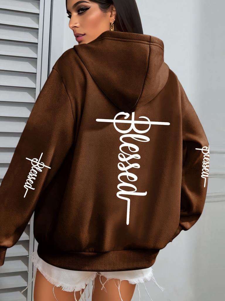 2026 Hanorace Casual Femei Hanorace cu Imprimeu Binecuvântat Femei Harajuku Hip Hop Streetwear Modă Casual Fleece Îmbrăcăminte Sport
