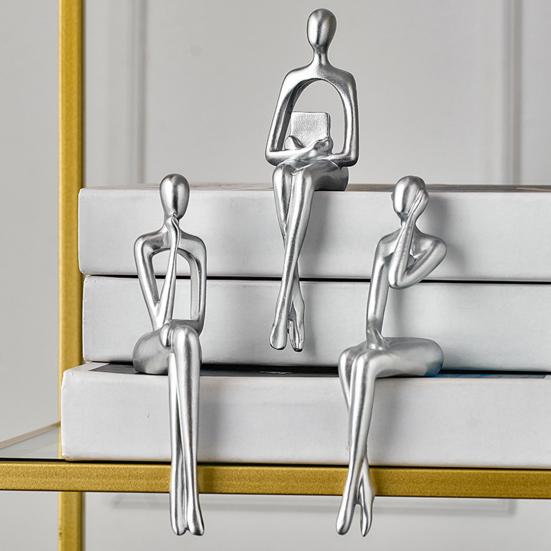 Złoty Myśliciel Rzeźba Abstrakcyjna Dekoracyjna Ornament Poprawiający Koncentrację Biurko Półka Salon