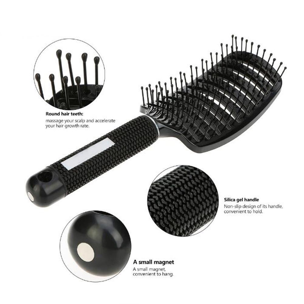 Pettine Bi-facciale per lo Styling dei Capelli per Uomini e Donne - Lisciante, Districante e Volumizzante con Denti Curvi per Pompadour, Onde, Controllo dell'effetto crespo e Massaggio del Cuoio Capelluto